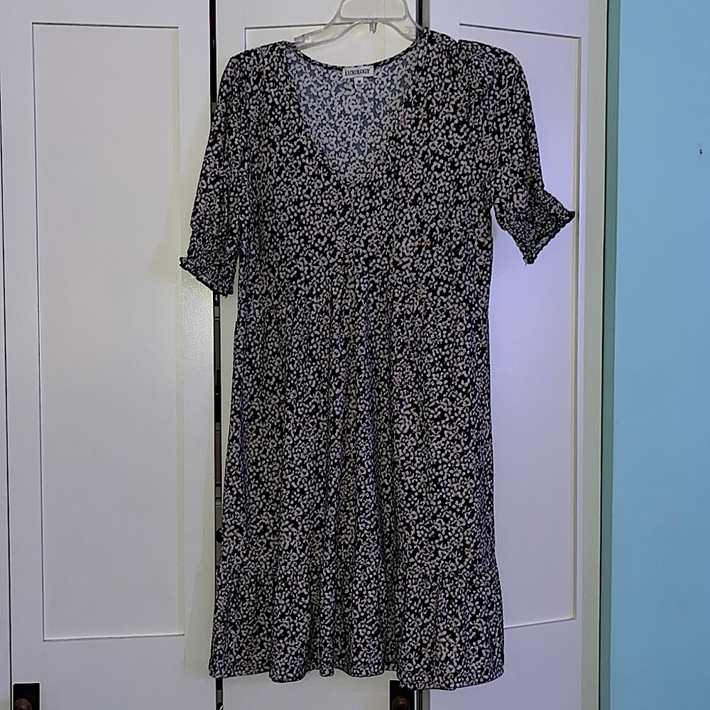 Floral print summer mid-length summer dress